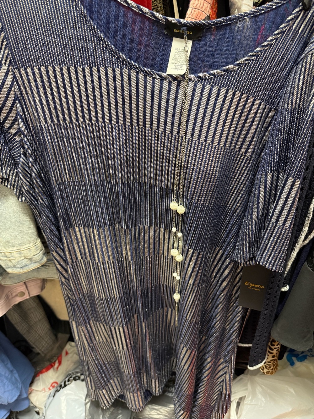 Espresso Navy and Cream Striped Tunic Top